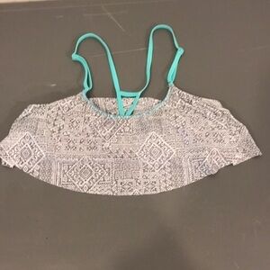 O’rageous Aztec Grey/white/teal bikini top size XL